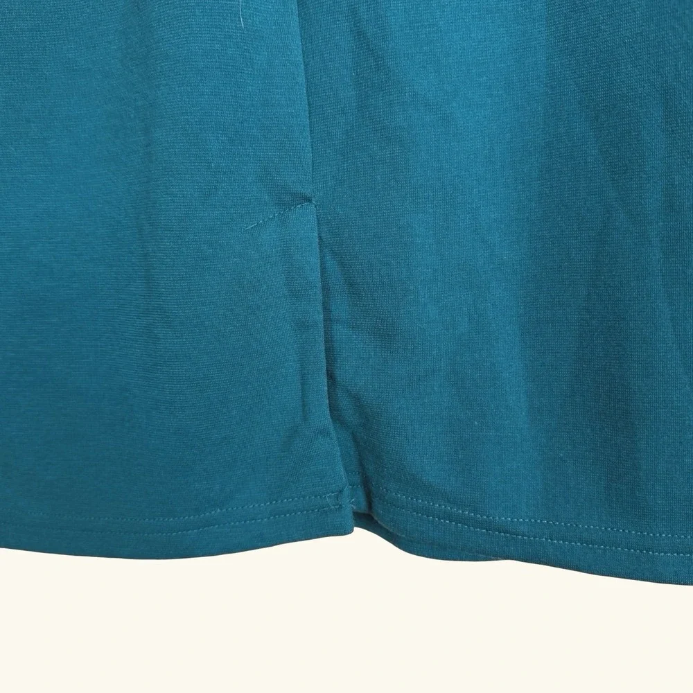 Rephyllis Sheath Dress Teal Blue Pleated Sz Medium NWT Polyester Spandex Comfort
